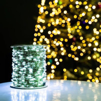 Гірлянда Роса 200 метрів 2000 LED зелений дріт, USB живлення, пульт ДК, 8 режимів